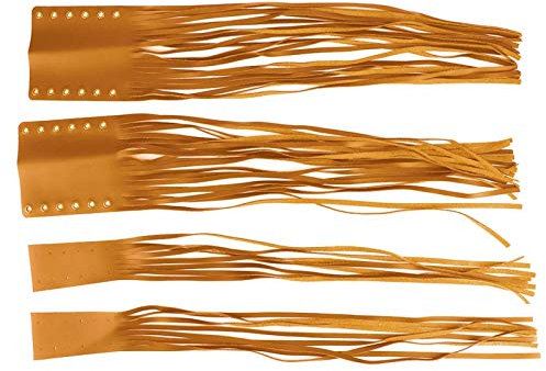 Motorrad Leder Leder Fransen Lenker Gasgriff Bremskupplung Abdeckungen Hebel Streamer 7/8in 1in, Universal Handgriffe Quaste Fringe Wrap Cover(Khaki)