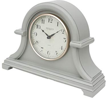 Mantel Clock Quartz Numbers Mantle Clock Arched Design Battery Operated Freestanding Decorative Retro Table Desk Bedside Shelf Fireplace Clock Analogue Vintage Home Living Room Kitchen Office (Grey)