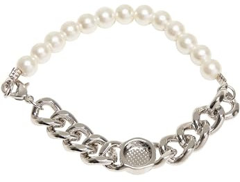 Urban Classics Pearl Flat Chain Bracelet, silver, L/XL