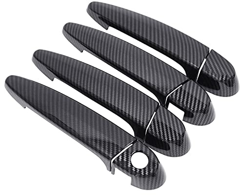 NewYall Carbon Fiber ABS Exterior Door Handle Cover Set for BMW 118i 120i 320i 323i X1 X3 X5 X6 328i 335i 435i 440i Front Rear Left Right Side