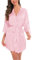 Aranmei Satin Dressing Gown for Women Lace Kimono Robe Lightweight Silk Bridesmaid Bride Bathrobe with Oblique V Neck, Light Pink, M