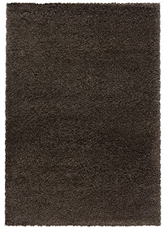 Giantore Teppich 60 x 110 cm Braun 50 mm Hochflor/Flauschiger Teppich aus hochwertigem Polypropylen/Teppich flauschig als Schlafzimmer, Kinderzimmer oder Wohnzimmerteppich
