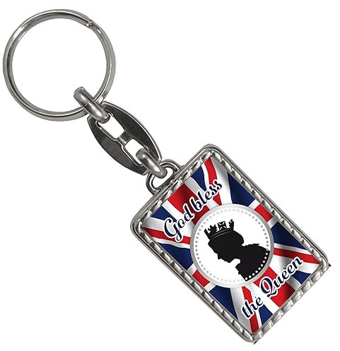 speecheese God bless the Queen Schlüsselanhänger mit Bordüre zur Erinnerung an die britische Königin, um ihr Leben zu würdigen