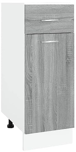 vidaXL Armario Bajo de Cocina Mueble Auxiliar Inferior Comedor Estante Compartimiento Cajón Almacenamiento Contrachapada Gris Sonoma