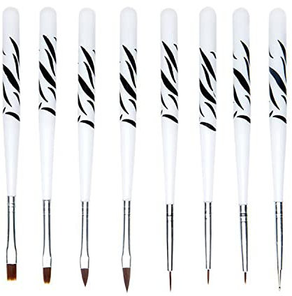 8 Pièces Nail Art Design Pinceaux,Pinceau Nail Art Ongles,Ensemble de Pinceaux à Ongles Nail Art Pinceaux de Vernis à Ongles en Acrylique,Pinceaux en Détail à Ongles Trousse Gel UV