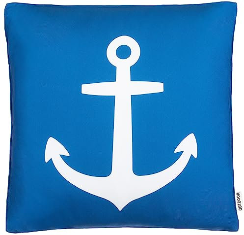 Brandsseller Outdoor Dekokissen Anker Blau Gartenkissen ca. 45 x 45 cm - Reißverschluss - Wasser und Schmutzabweisend