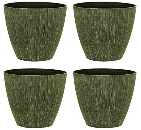 simpa Allure Textured Plastic Planters YELLOW Set of 4 Pots - 33cm (H) x 38cm (Diameter)