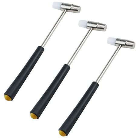 Woogim Doppelkopf-Hammer für Schlägel, Eisen, Mini-Hammer, schwarzer Griff, 3 Stück