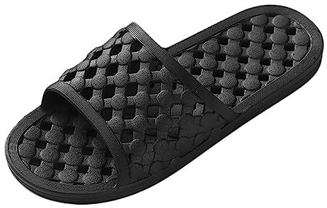 QUINTRA Männer Schuhe Flache Hohl Badezimmer Hause Hausschuhe Mode Outdoor Strand Hausschuhe Hässliche Schuhe Herren (Black, 44)