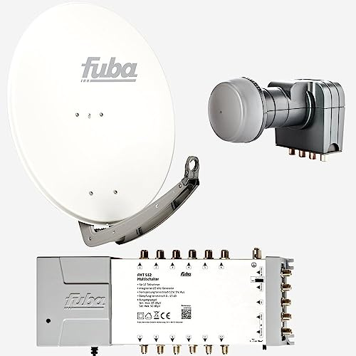 Fuba Sat Anlage 12 Teilnehmer | DAA 780 W Satellitenschüssel 80cm Alu weiß (Testergebnis: ausgezeichnet)* + Fuba Quattro LNB + Fuba Sat Multischalter 12 Teilnehmer (DVB-S2, HDTV, UHD 4K/8K, 3D)