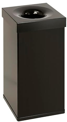 PROREGAL Selbstlöschender eckiger Abfallsammler aus Aluminium | 55 Liter, HxBxT 60x30x30cm | Schwarz