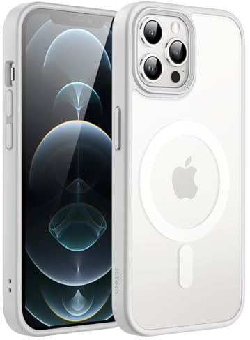JETech Magnetic Case for iPhone 12 Pro Max 6.7-Inch Compatible with MagSafe, Translucent Matte Back Slim Shockproof Phone Cover (Grey)