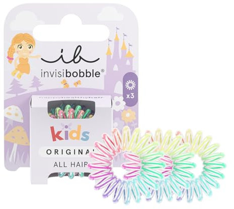 invisibobble Kids Magic Rainbow, Kinder Haargummi Spiral Zopfgummi, Ohne Ziepen, Wasserabweisend, Perfekt für Kinder, Bunte Regenbogenfarben, 3 Stück
