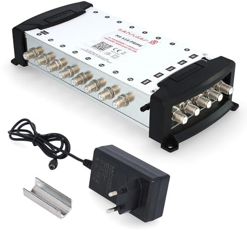 [ Test SEHR GUT *] ZEHNDER 5/16 Multischalter für Quattro & Quad LNB, Multiswitch für 1 Satelliten & 16 Teilnehmer (TV, Sat Receiver), 4K Digital Matrix Sat Verteiler, Schüssel Spiegel Antenne