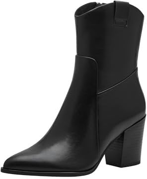 MARCO TOZZI Damen Stiefeletten mit Absatz aus Kunstleder Spitz, Schwarz (Black), 40 EU