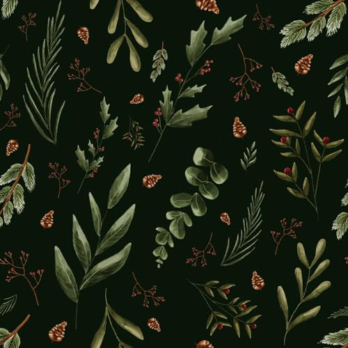 VaryFloral Pinecone Botanical Floral Peel and Stick Wallpaper 30.5cmx300cm Contact Paper Dark Adhesive Paper Decorative Stick on Wallpaper Forest Vintage Wall Stickers for Room Cabinet Drawer