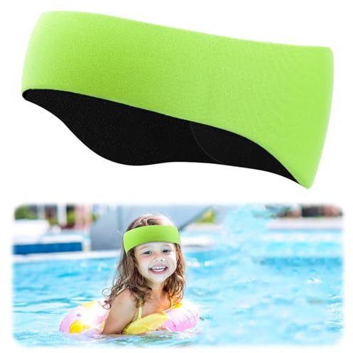 Bandeau de Natation Enfant, Bandeau de Natation Enfant en Néoprène - Protection Auditive et Confortable pour les Activités Nautiques - Accessoire Ludique pour Piscine et Plage (Vert)