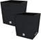 KOTARBAU® Juego de 2 macetas de 32 l, altura de 32 cm, color antracita, de plástico, con maceta interior, juego de macetas como maceta de ratán para interior y exterior