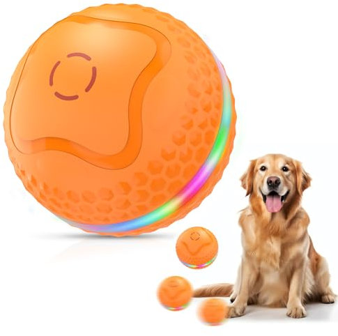 Osinaga Juguete Interactivo Pelota para Perro, Duradero, Activado por Movimiento, Juguete de Pelota Rodante Automático para Perros Medianos/Grandes con Luz LED Intermitente