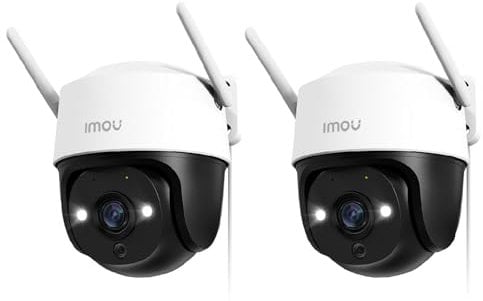 Imou 2K(3MP) Cámara Vigilancia Exterior 2-Pack, 360° PTZ Cámara WiFi IP Vigilancia de Seguridad, Visión Nocturna Color 30M, Detección Humana, Seguimiento Automático, Sirena, Audio Bidireccional, IP66