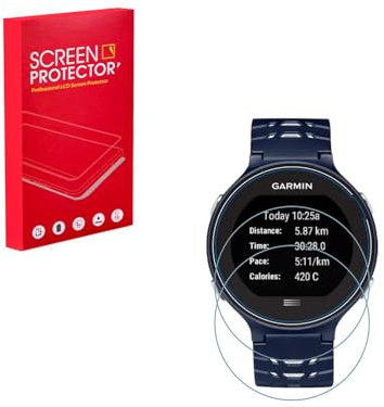HYGMOCC Protector de pantalla para Garmin Forerunner 220/225/230/235/620/630, película de vidrio templado, dureza 9H, antiarañazos, alta definición, sin burbujas (2 unidades)