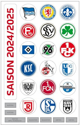 Bundesliga AMBALLCOM | Update für AMBALLCOM Magnettabelle | Saison 2024/25 | Neue Vereine | Sport | Fußball | Geschenk für Fußballfan (Bundesliga 2 Allen clublogos)