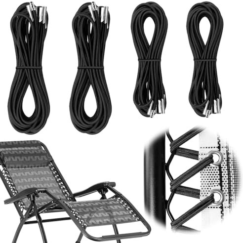 4 Pezzi Corda Elastica per Sdraio, Ricambio Universali per Sedia, Ricambio per Sedia a Gravità Zero Lacci di Ricambio,Corde di Ricambio Cravatta per Sdraio da Giardino Sedia a Sdraio Sedie da Giardino