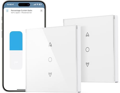 Maxcio Interrupteur Volet Roulant Connecté WiFi, Compatible avec HomeKit, Alexa et Google Home, Calibrage en un Clic, Contrôle de Pourcentage, Contrôle à Distance et Commande Vocale (2 Packs)