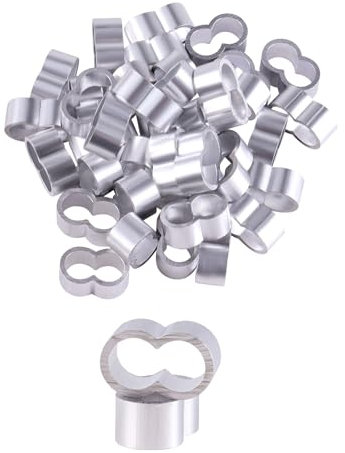 AOMIKITSTU Doppelhülsen 70 Stück, 6,5mm×7mm×1,24mm Aluminium Crimpschlaufe, Aluminium Pressklemmen, Quetschhülsen, Alu-Crimpschlaufe Würgeklemmen für Stahlseil/Drahtseil