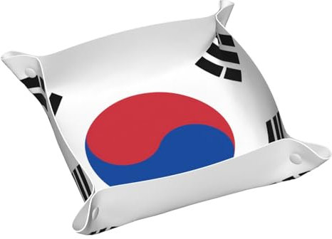WZYWHJ Leder-Ablagetablett – hochwertige, kratzfeste, wasserdichte Ablage für Schlüssel, Uhren, Schmuck und mehr, S-Flagge der Republik Korea Bild