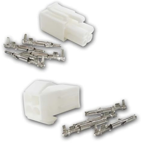 10er Pack AMP-Steckverbinder 4-polig, Stecker & Buchsen mit Crimpkontakten, weißes Kunststoffgehäuse, Gehäuse mit Arretierung für Zusammenhalt