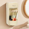 FoiiLiio Organizer Trucchi da Parete, Rotante 360° Porta Trucco Organizzatore, Multifunzione Portatrucchi con Cassetto e Coperchio, Compatto Makeup Organiser per Bagno, Porta Pennelli Make Up (Beige)