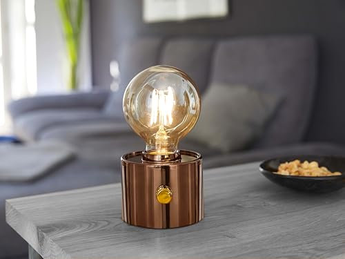 Northpoint Vintage Akku Glühbirne Edison LED Tischlampe USB-C dimmbar mit Drehschalter – moderne Dekoration bronze