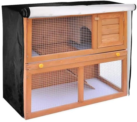 HDFGB Funda universal para conejera doble, cubierta de jaula térmica impermeable de 48 pulgadas, cubierta térmica para conejeras para animales pequeños al aire libre, corrales y conejeras, color negro