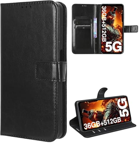 MEMELOKA Cover per DOOGEE Vmax Plus/Vmax PRO 2024, Interno TPU Antiurto e Premium PU Flip Wallet Custodia con Slot per Scheda [Magnetica a Scatto][Funzione di Supporto] - Nero