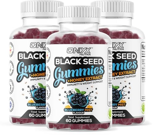 Black Seed Oil Gummies 2000mg with Honey Extract – Halal, Immunity & Weight Support, Hair Growth & Joint Support, Vegan & Vegetarian – 180 Gummies (90 Servings)