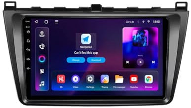 Android 13 2 DIN Car Radio Stereo para Mazda 6 GH 2007-2012 9 Pulgadas Autoradio con WiFi GPS Rear View Camera RDS FM BT DVR SWC Ventilador de refrigeración(2+32G)