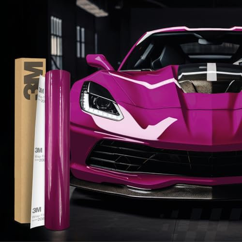 3M 2080 Car Wrapping Folie 30x152cm Selbstklebende Autofolie für Auto Motorrad Boot 3D Lackschutzfolie mit Luftkanälen zum Folieren (HG73 High Gloss Ruby Rosso)