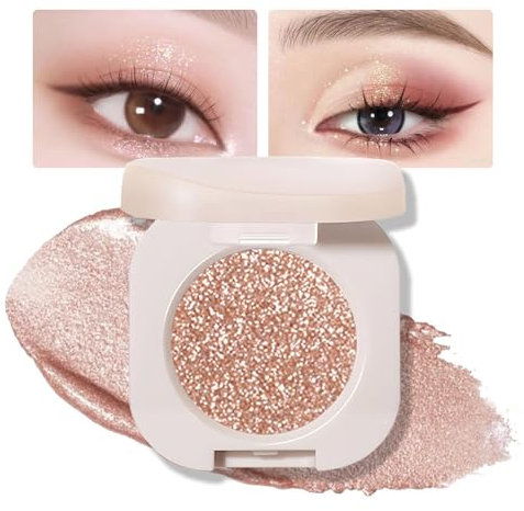 BelleVive ombretto glitter, ombretto chiaro, ombretto pressato glitter, ombretto singolo in polvere pressata glitter opaca, ombretto vegano, senza talco, glitter (09)