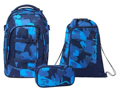 Satch Schulrucksack-Set PACK Troublemaker Blau 3-teilig