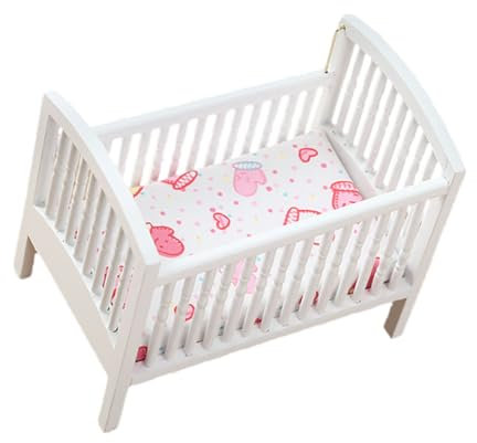 Puppenbett Aus Holz Mit Betteinlage, Puppenschaukelwiege, Babypuppenbett, Spielzeug Für Puppen Bis 18 Zoll, Puppenzubehör, Für Jungen Und Mädchen, Weiß