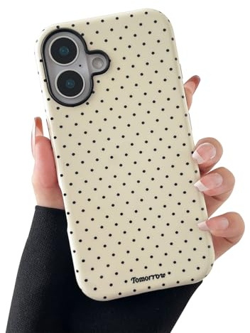 branple Compatible with iPhone 16 Plus Case, Simple Cute Aesthetic Polka Dot Pattern with Shockproof Soft TPU and Hard PC Protective Phone Case for Women Designed for iPhone 16 Plus 6.7-Yellow