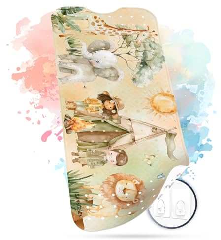 SilverRack Badewannenmatte Kinder rutschfest 100x40cm BPA frei | Antirutschmatte Badewanne, Badematte Kinder, für Baby & Kinder, Antirutsch Matte, Bath Mat, Safari Linke Seite