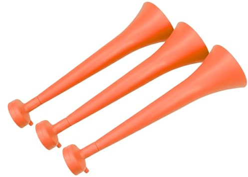FUN FAN LINE 3er-Set Robuste Kunststoff-Vuvuzelas für Sport, 120 dB | Fan-Trompeten für Fußball, Sportevents und Partys - Fan-Zubehör - Orange