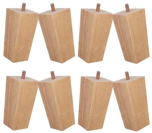 Uonlytech Pieds de Canapé Carrés en Bois Massif 10 Cm Ensemble de 8 Pièces pour Meubles Pieds de Table Basse et Canapé Supports Robustes pour Meubles Carrés Remplacement et Table