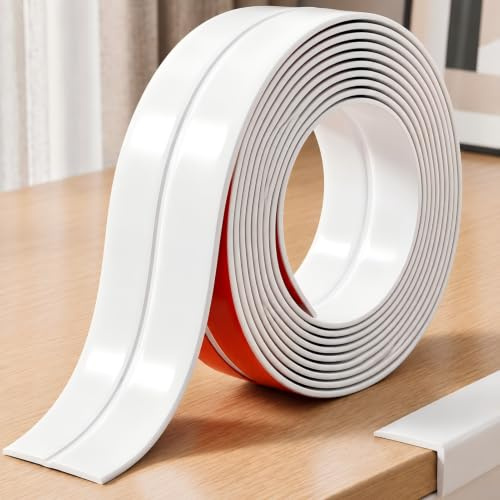 Moulure Murale Adhésive PVC Blanc 2cm x 4m, Plinthe Souple Décorative