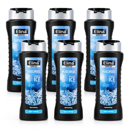 Elinamed Men Duschgel Nordic ICE, 2in1 Haar & Körper, Erfrischend, 6er Pack (6x300 ml)