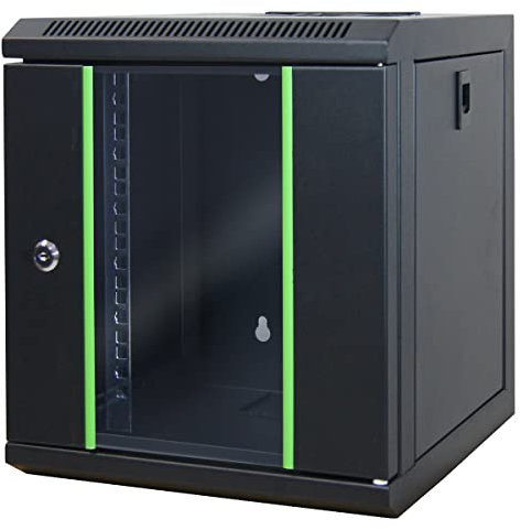 WAYTEX 37483 Mini Coffret Réseau 10 Pouces 6U, Montage Mural, Baie de Brassage L 310 x P 300 x H 350 mm, avec Porte vitrée à Serrure, Noir