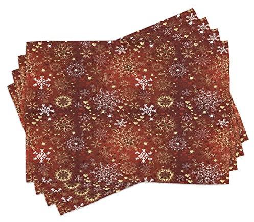 ABAKUHAUS Winter Platzmatten, Weinlese Weihnachts, Waschbare Stoff Esszimmer Küche Tischdekorations Digitaldruck, Grau Rot Braun