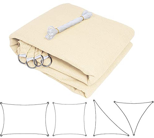 Laneetal Voile d'ombrage 2x4 mètres rectangulaire en HDPE Auvent pour Jardin terrasse Anti-UV Toile Solaire résistant Beige
